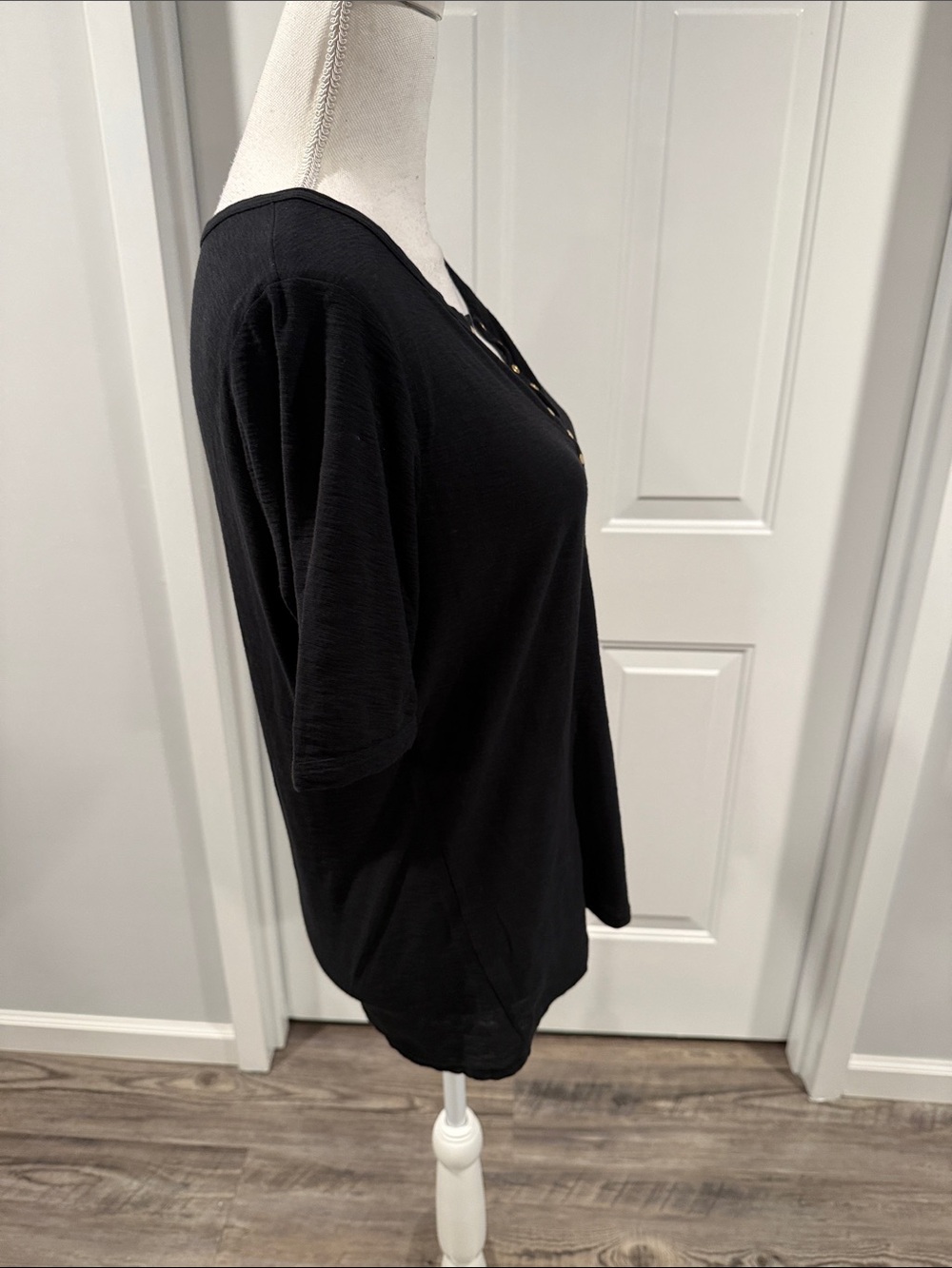Nation LTD Demi Henley Top Size M Black Elbow Sleeve - Picture 5 of 11